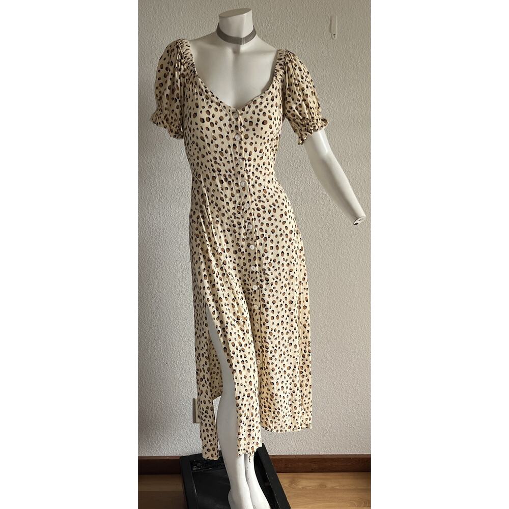 KIVARI Valentina Button Front Midi Dress Leopard Small Excellent - Picture 4 of 11
